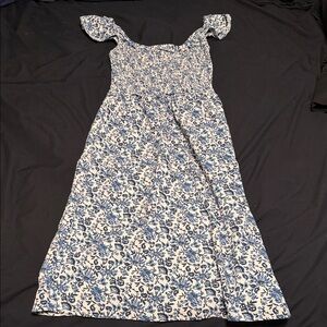 Floral Blue and White Midi Dress